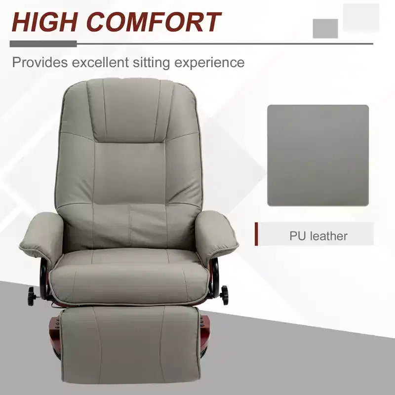 Fauteuil inclinable pivotant avec repose-pieds – Similicuir, 1 place (Noir / Bleu / Blanc cassé / Gris / Orange)