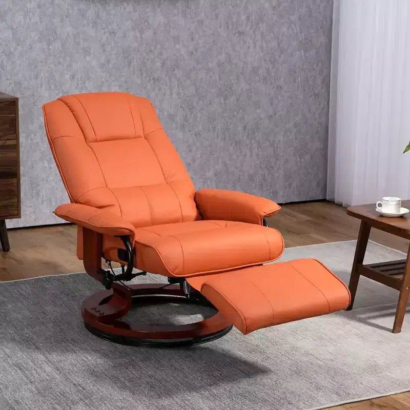 Fauteuil inclinable pivotant avec repose-pieds – Similicuir, 1 place (Noir / Bleu / Blanc cassé / Gris / Orange)
