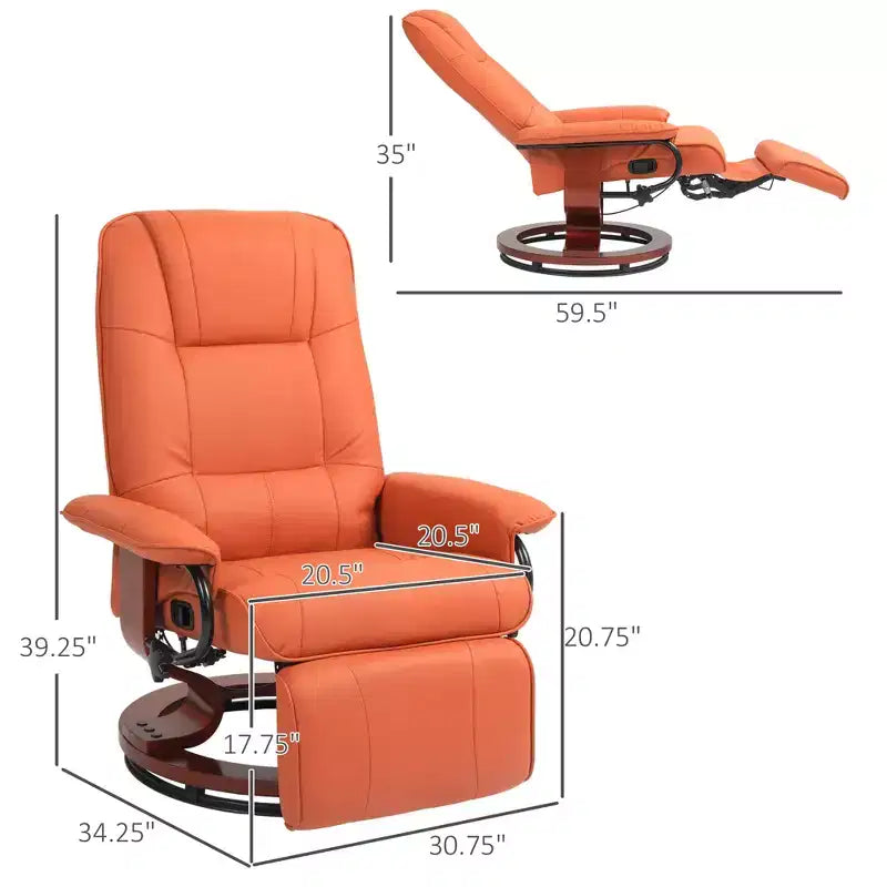 Fauteuil inclinable pivotant avec repose-pieds – Similicuir, 1 place (Noir / Bleu / Blanc cassé / Gris / Orange)