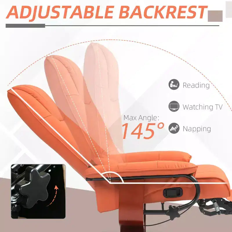 Fauteuil inclinable pivotant avec repose-pieds – Similicuir, 1 place (Noir / Bleu / Blanc cassé / Gris / Orange)