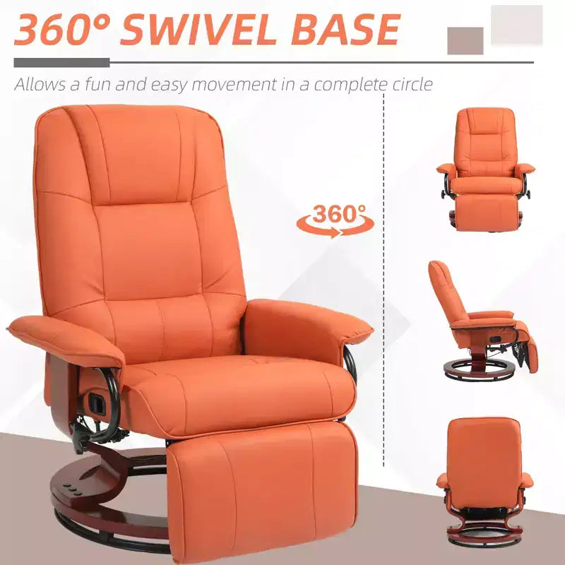 Fauteuil inclinable pivotant avec repose-pieds – Similicuir, 1 place (Noir / Bleu / Blanc cassé / Gris / Orange)