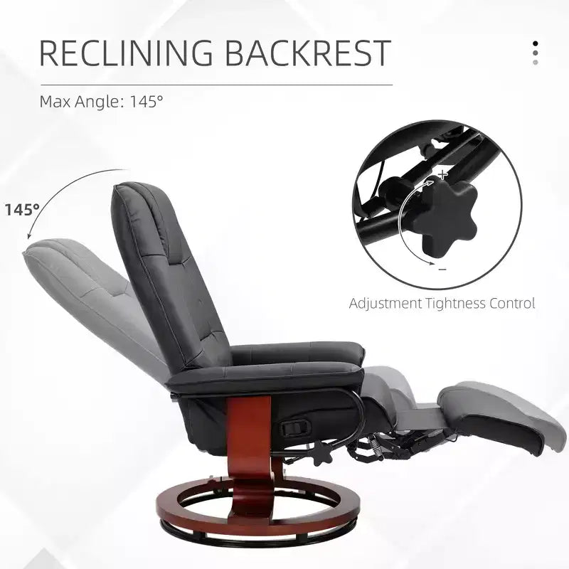 Fauteuil inclinable pivotant avec repose-pieds – Similicuir, 1 place (Noir / Bleu / Blanc cassé / Gris / Orange)