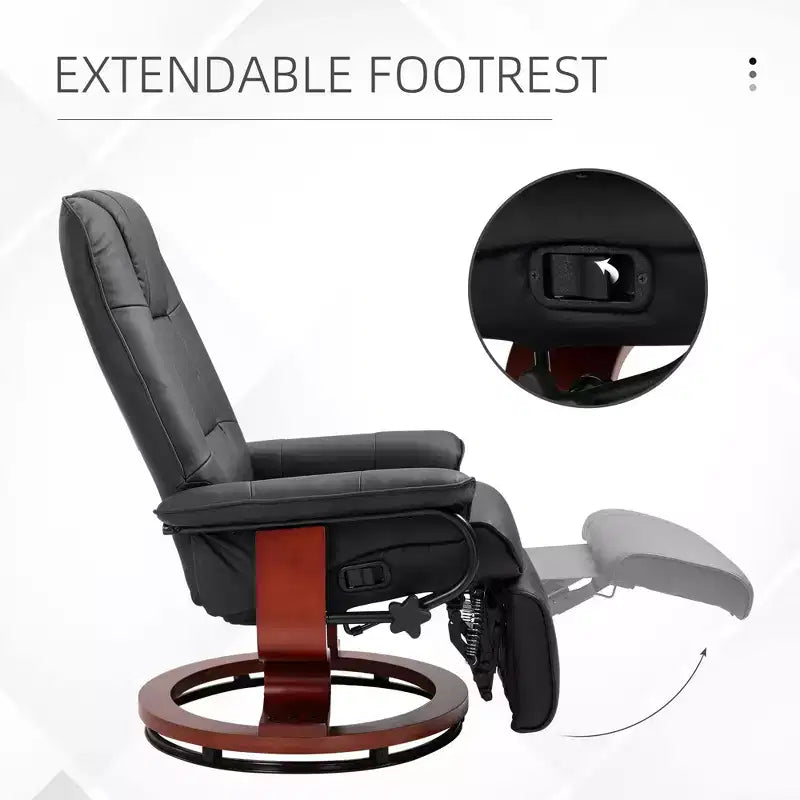 Fauteuil inclinable pivotant avec repose-pieds – Similicuir, 1 place (Noir / Bleu / Blanc cassé / Gris / Orange)