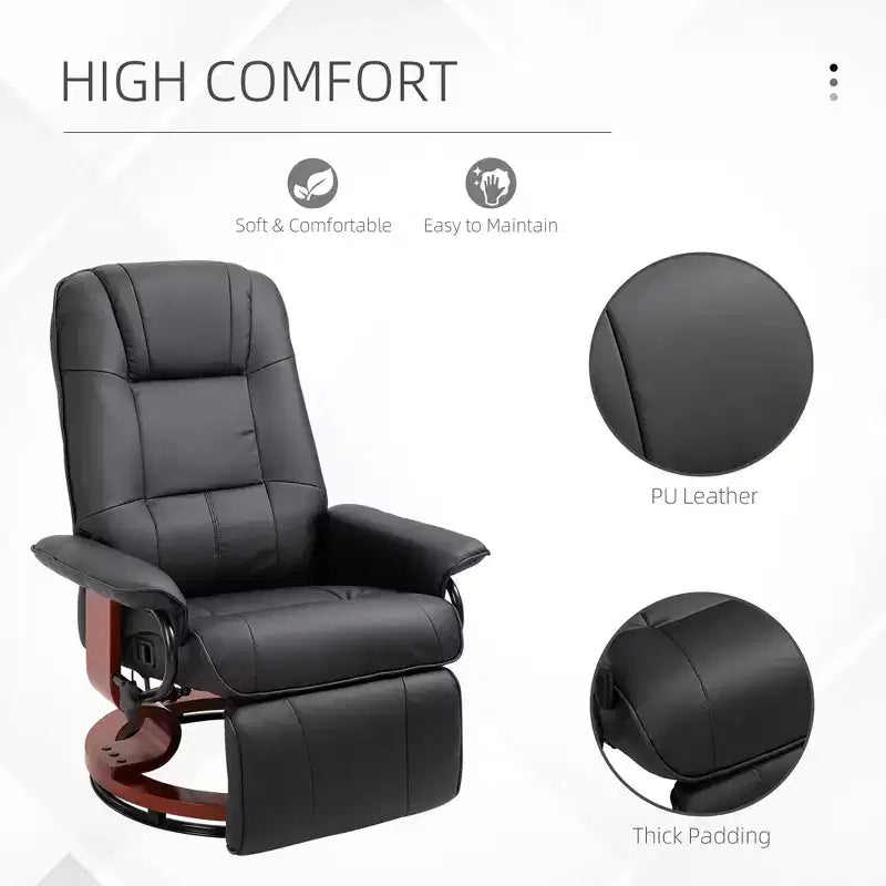 Fauteuil inclinable pivotant avec repose-pieds – Similicuir, 1 place (Noir / Bleu / Blanc cassé / Gris / Orange)