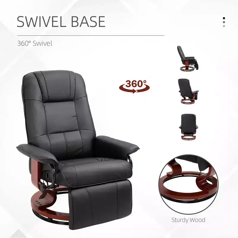 Fauteuil inclinable pivotant avec repose-pieds – Similicuir, 1 place (Noir / Bleu / Blanc cassé / Gris / Orange)