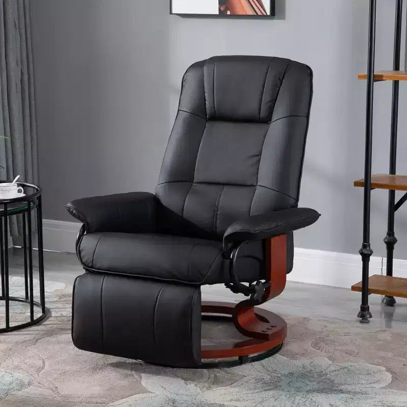 Fauteuil inclinable pivotant avec repose-pieds – Similicuir, 1 place (Noir / Bleu / Blanc cassé / Gris / Orange)