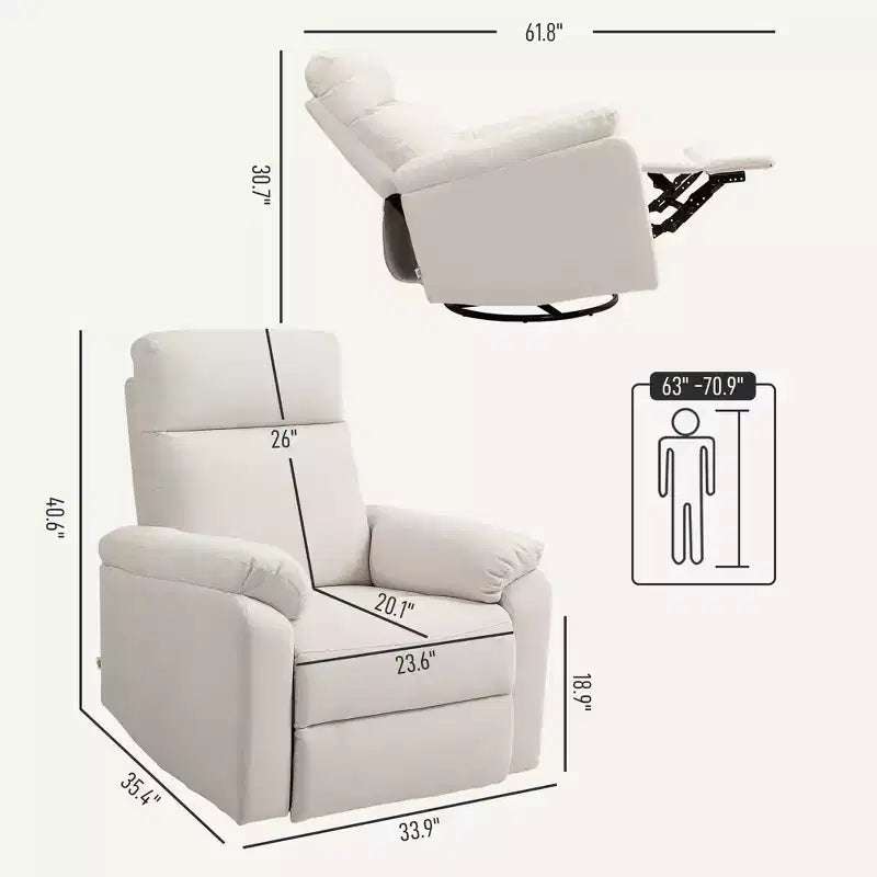 Fauteuil inclinable et pivotant à bascule crème/gris, 1 place