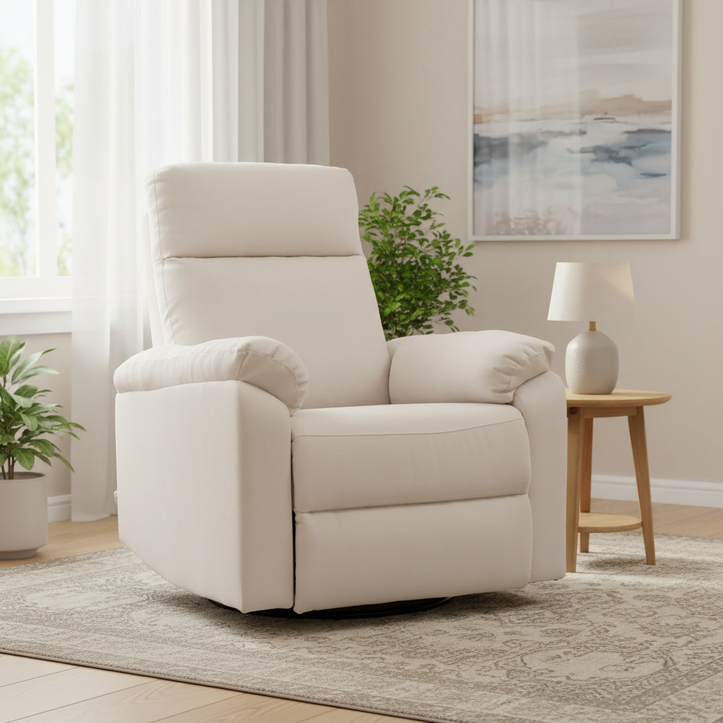 Recliner Chair, Wide Swivel Rocker Chair, Overstuffed Single Sofa with Pocket Spring, Footrest, Quick Assembly