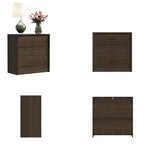 Table de chevet 3 tiroirs marron/blanc, style rustique, assemblage par 1 personne