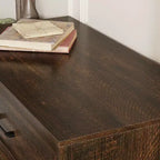 Table de chevet 3 tiroirs marron/blanc, style rustique, assemblage par 1 personne