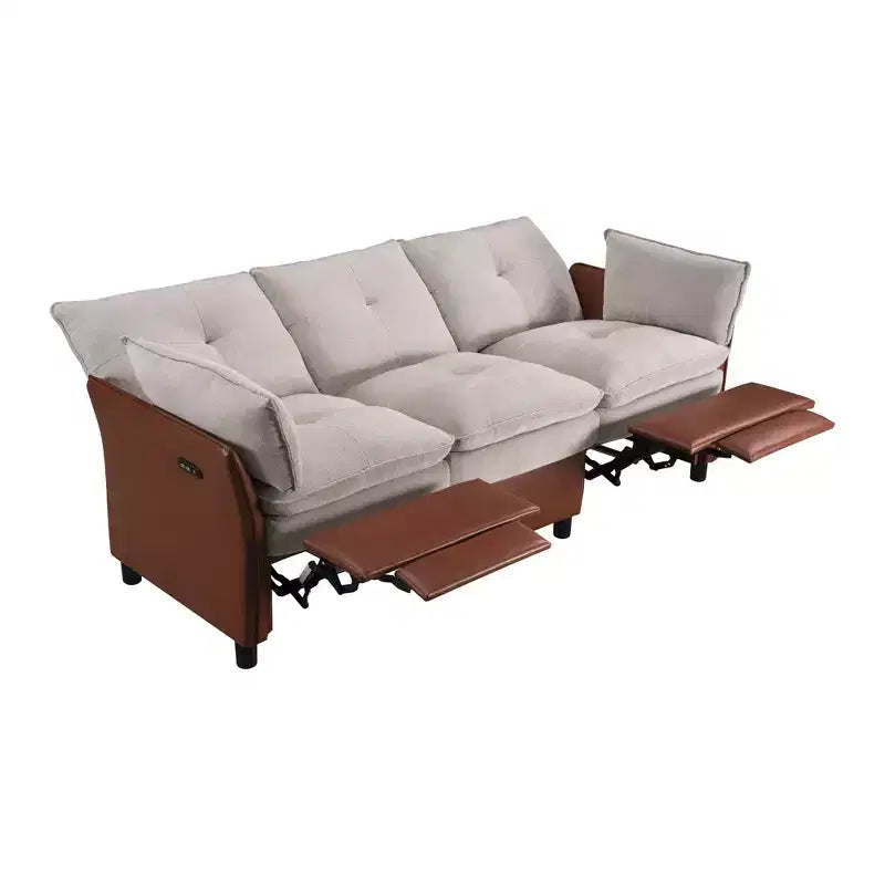 Canapé d'angle inclinable électrique 3 places – Noir / Marron / Vert