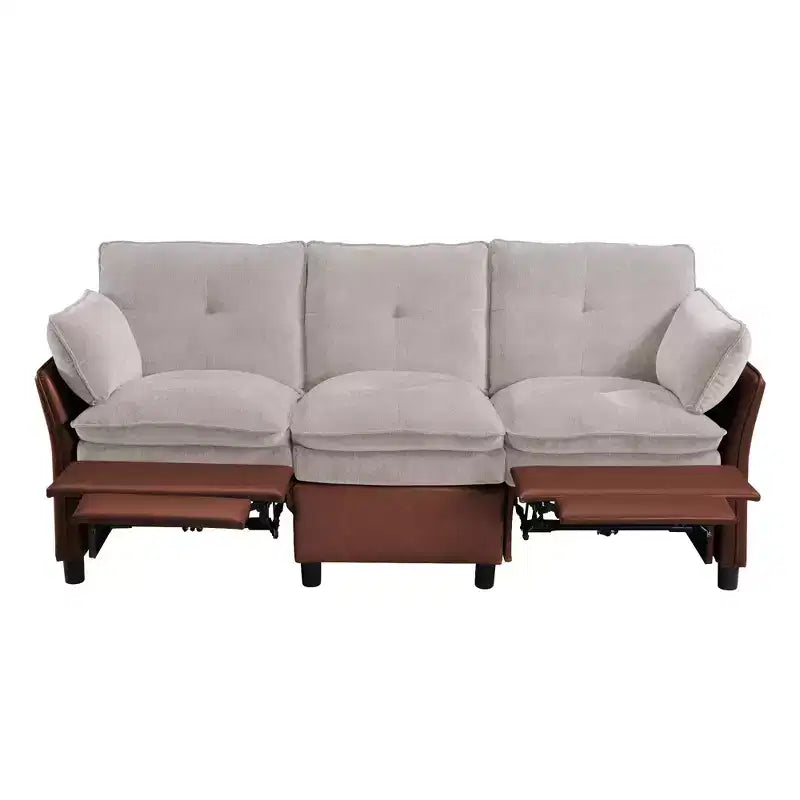 Canapé d'angle inclinable électrique 3 places – Noir / Marron / Vert