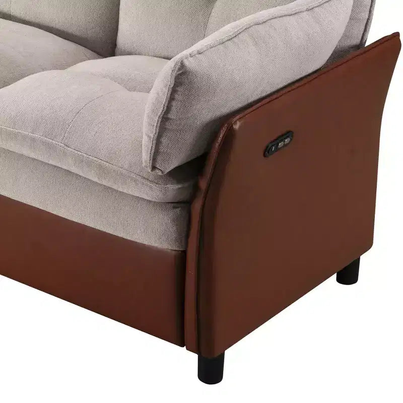 Canapé d'angle inclinable électrique 3 places – Noir / Marron / Vert