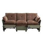 Canapé d'angle inclinable électrique 3 places – Noir / Marron / Vert