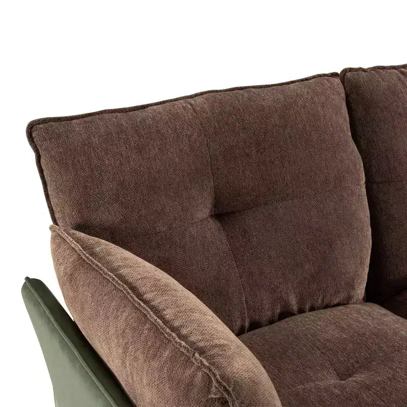 Canapé d'angle inclinable électrique 3 places – Noir / Marron / Vert