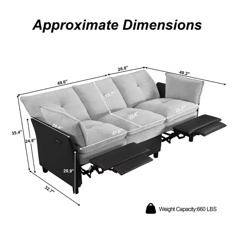 Canapé d'angle inclinable électrique 3 places – Noir / Marron / Vert