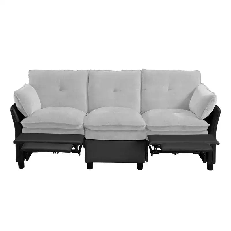 Canapé d'angle inclinable électrique 3 places – Noir / Marron / Vert