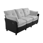 Canapé d'angle inclinable électrique 3 places – Noir / Marron / Vert