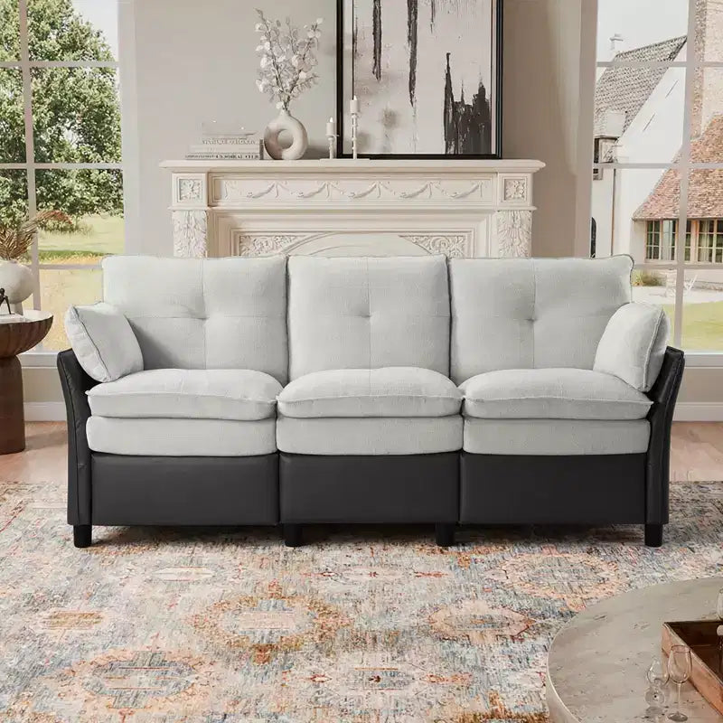 Canapé d'angle inclinable électrique 3 places – Noir / Marron / Vert