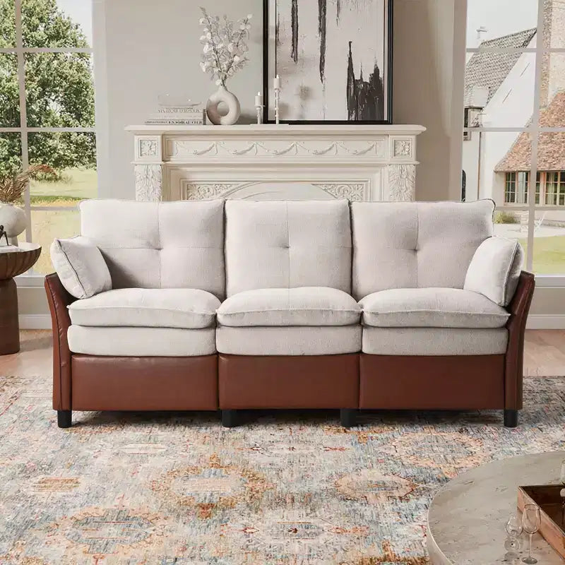 Color Blocked Electric Reclining Sectional Sofa with Storage Box