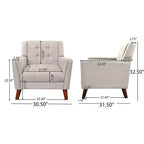 Fauteuil capitonné beige avec pieds en bois, une place