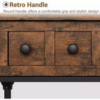 Console industrielle marron/grise, 3 tiroirs et 3 étagères, pour 1