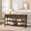 53 Console Sofa Table with 3 Drawers, Industrial Entryway Table with 3-Tier Storage Shelves, for Hallway, Living Room, Office