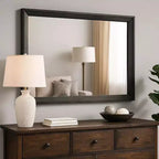 Miroir mural rectangulaire gris avec cadre en bois – Individuel