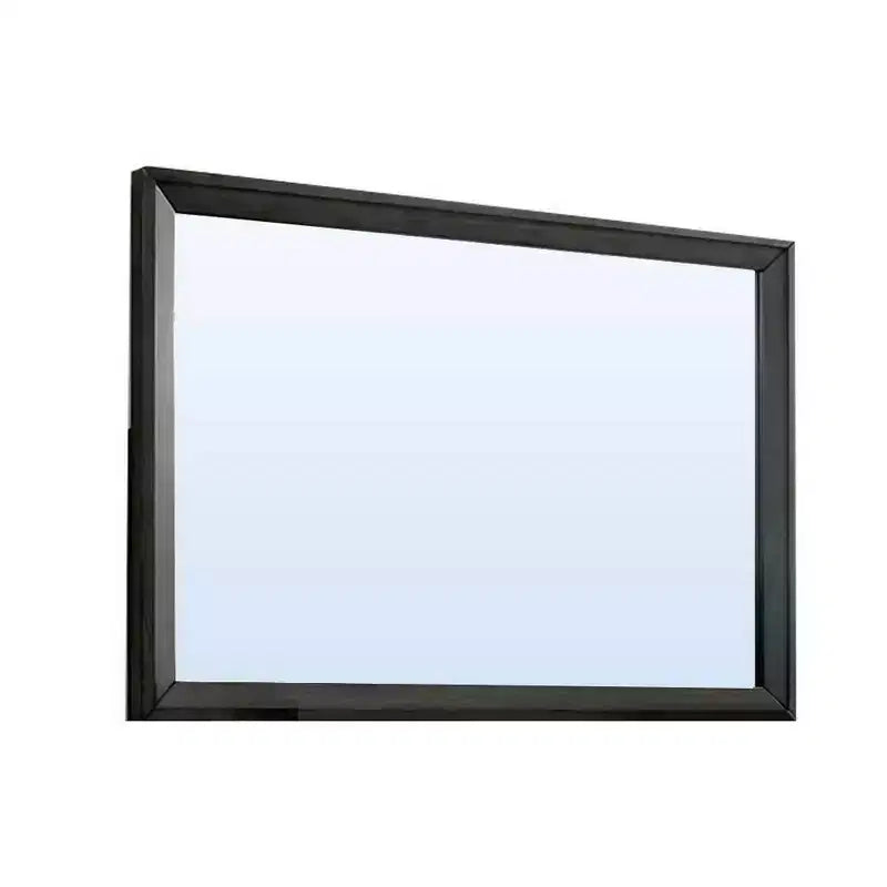 Miroir mural rectangulaire gris avec cadre en bois – Individuel
