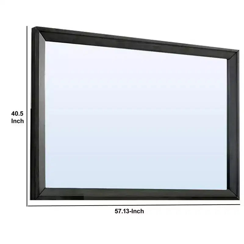Miroir mural rectangulaire gris avec cadre en bois – Individuel