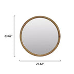 Miroir mural rond – Cadre en bois naturel, 60 cm, marron, 1 personne