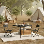 Table pliante carrée noire, 4 personnes, intérieur/extérieur