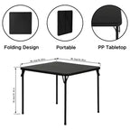 Table pliante carrée noire, 4 personnes, intérieur/extérieur
