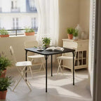 Table pliante carrée noire, 4 personnes, intérieur/extérieur