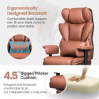 Fauteuil de bureau en similicuir noir/marron/gris à dossier haut avec repose-pieds et accoudoirs réglables – 1 personne