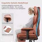 Fauteuil de bureau en similicuir noir/marron/gris à dossier haut avec repose-pieds et accoudoirs réglables – 1 personne