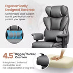 Fauteuil de bureau en similicuir noir/marron/gris à dossier haut avec repose-pieds et accoudoirs réglables – 1 personne