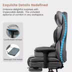 Fauteuil de bureau en similicuir noir/marron/gris à dossier haut avec repose-pieds et accoudoirs réglables – 1 personne