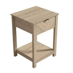 Table de chevet à 1 tiroir avec étagère ouverte | Noyer ambré et Chêne Oslo