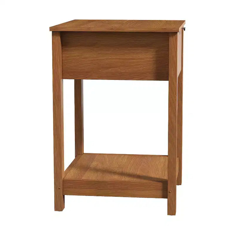Table de chevet à 1 tiroir avec étagère ouverte | Noyer ambré et Chêne Oslo