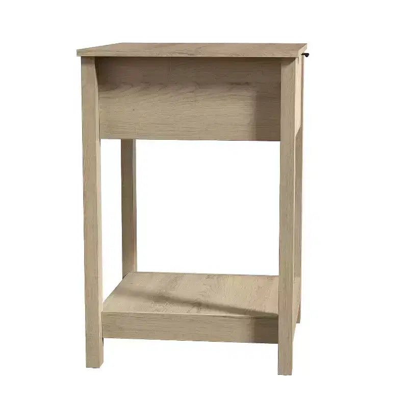 Table de chevet à 1 tiroir avec étagère ouverte | Noyer ambré et Chêne Oslo