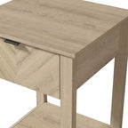 Table de chevet à 1 tiroir avec étagère ouverte | Noyer ambré et Chêne Oslo