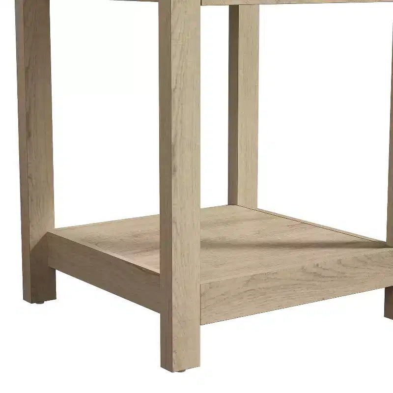 Table de chevet à 1 tiroir avec étagère ouverte | Noyer ambré et Chêne Oslo