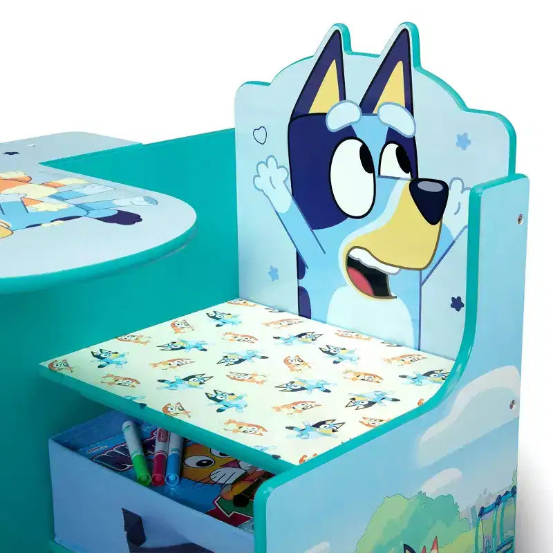 Bureau chaise enfant bleu avec bac de rangement – 1 enfant
