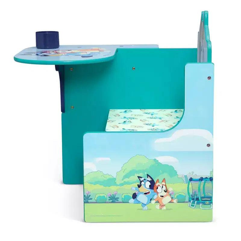 Bureau chaise enfant bleu avec bac de rangement – 1 enfant