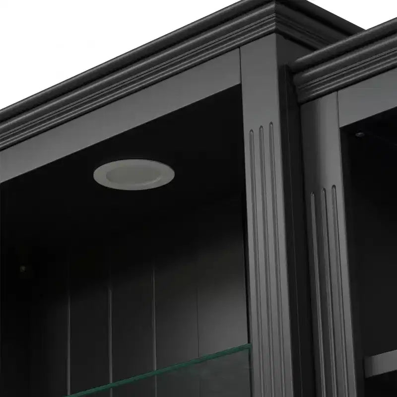 Bibliothèque haute et vitrine 3 pièces noire/blanche avec éclairage LED