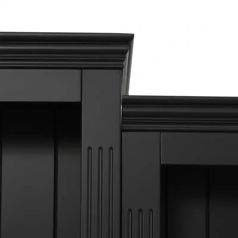 Bibliothèque haute et vitrine 3 pièces noire/blanche avec éclairage LED