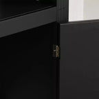 Bibliothèque haute et vitrine 3 pièces noire/blanche avec éclairage LED