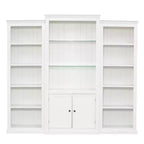 Bibliothèque haute et vitrine 3 pièces noire/blanche avec éclairage LED