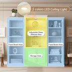 Bibliothèque haute et vitrine 3 pièces noire/blanche avec éclairage LED